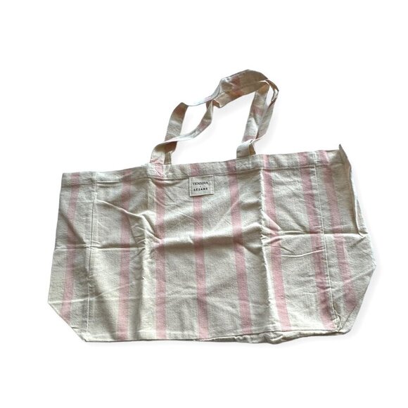 Sezane Canvas Large Tote Bag , Pink stripes, Never used, - Picture 1 of 5
